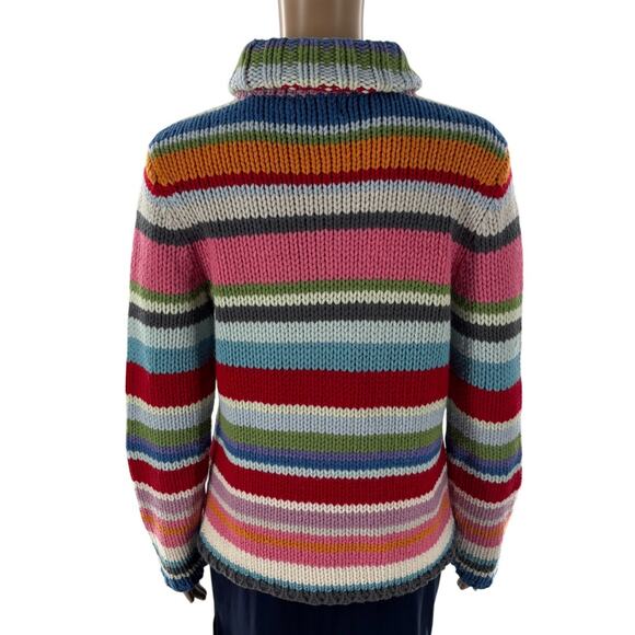 Gap Multicolor Vintage Y2K Striped Chunky Knit Wool Turtleneck Sweater - Picture 8 of 11
